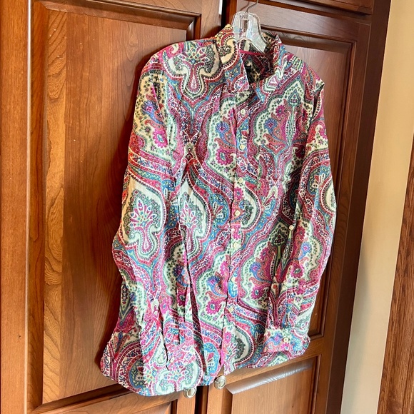 Talbots Paisley Long-Sleeve blouse size PL - Picture 4 of 9